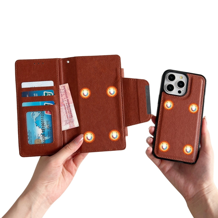For iPhone 16 Pro Max Multifunctional Seven Cards Wallet Leather Phone Case(Brown)