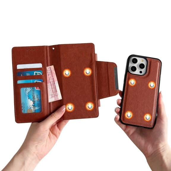For iPhone 16 Pro Max Multifunctional Seven Cards Wallet Leather Phone Case(Brown)