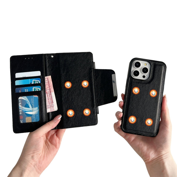 For iPhone 16 Pro Multifunctional Seven Cards Wallet Leather Phone Case(Black)