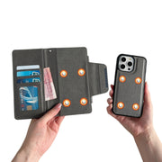 For iPhone 16 Pro Multifunctional 7-Cards Wallet Leather Phone Case(Grey)