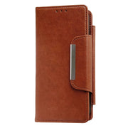 For iPhone 16 Pro Multifunctional 7-Cards Wallet Leather Phone Case(Brown)
