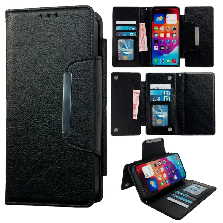 For iPhone 16 Plus Multifunctional 7-Cards Wallet Leather Phone Case(Black)