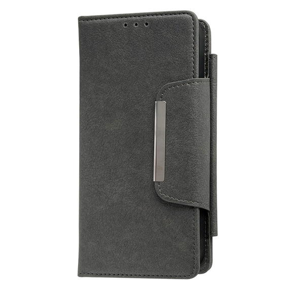 For iPhone 16 Plus Multifunctional Seven Cards Wallet Leather Phone Case(Grey)