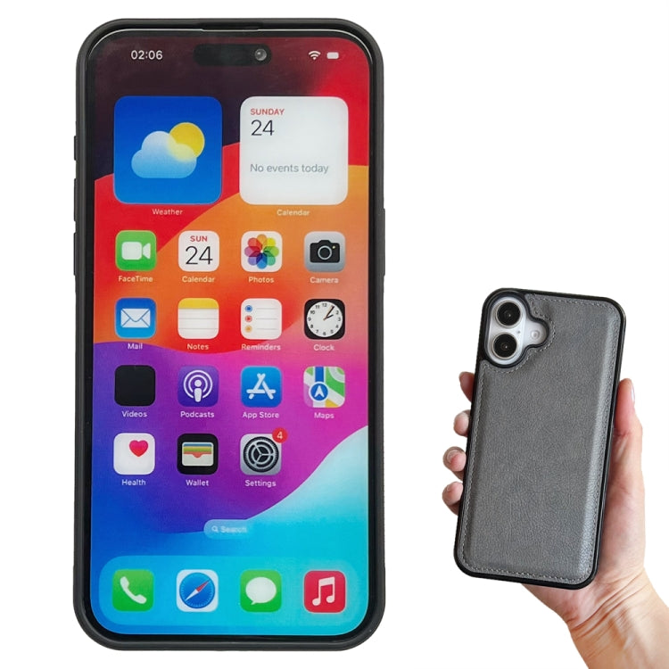 For iPhone 16 Plus Multifunctional Seven Cards Wallet Leather Phone Case(Grey)