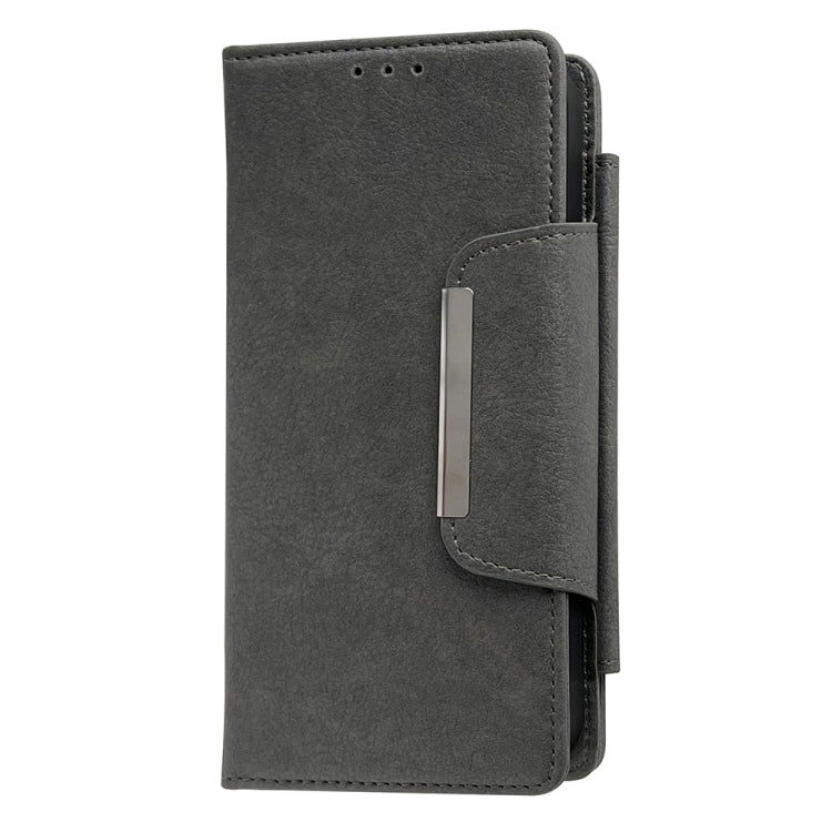 For iPhone 16 Multifunctional 7-Cards Wallet Leather Phone Case(Grey)