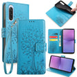 For Sony Xperia 10 V Tree & Deer Embossed Leather Phone Case(Blue) - Sony Cases by PMC TechLife | Online Shopping South Africa | PMC TechLife | Buy Now Pay Later Mobicred