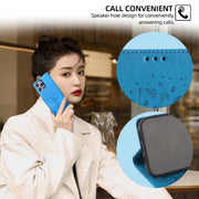 For Sony Xperia 10 V Tree & Deer Embossed Leather Phone Case(Blue)