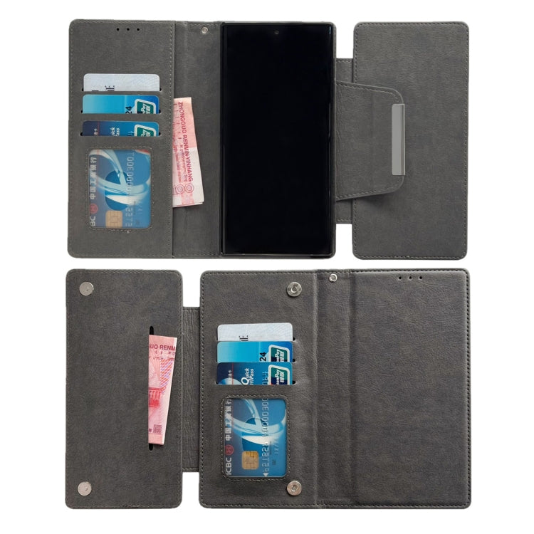 For Samsung Galaxy S24+ 5G Multifunctional 7-Card Wallet Leather Phone Case(Grey)