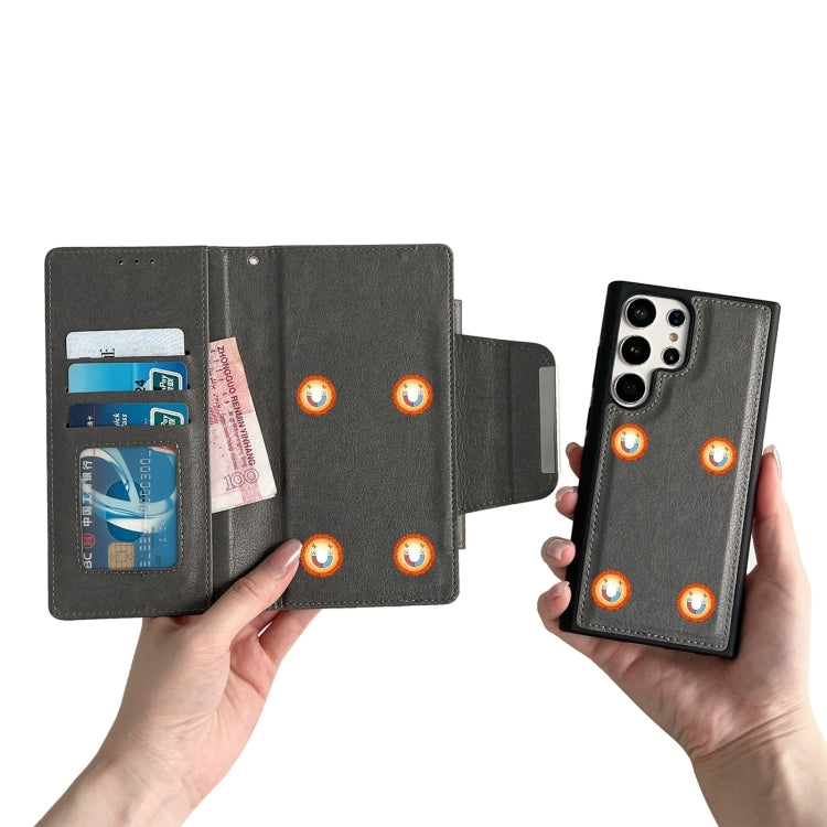 For Samsung Galaxy S24+ 5G Multifunctional 7-Card Wallet Leather Phone Case(Grey)