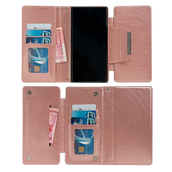 For Samsung Galaxy S24+ 5G Multifunctional 7-Card Wallet Leather Phone Case(Rose Gold)