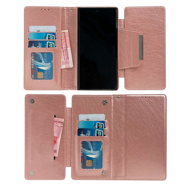 For Samsung Galaxy S24+ 5G Multifunctional 7-Card Wallet Leather Phone Case(Rose Gold)