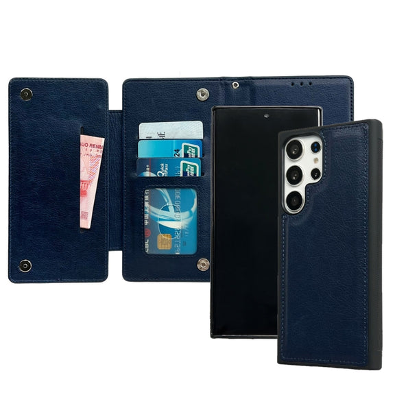 For Samsung Galaxy S24+ 5G Multifunctional 7-Card Wallet Leather Phone Case(Royal Blue)