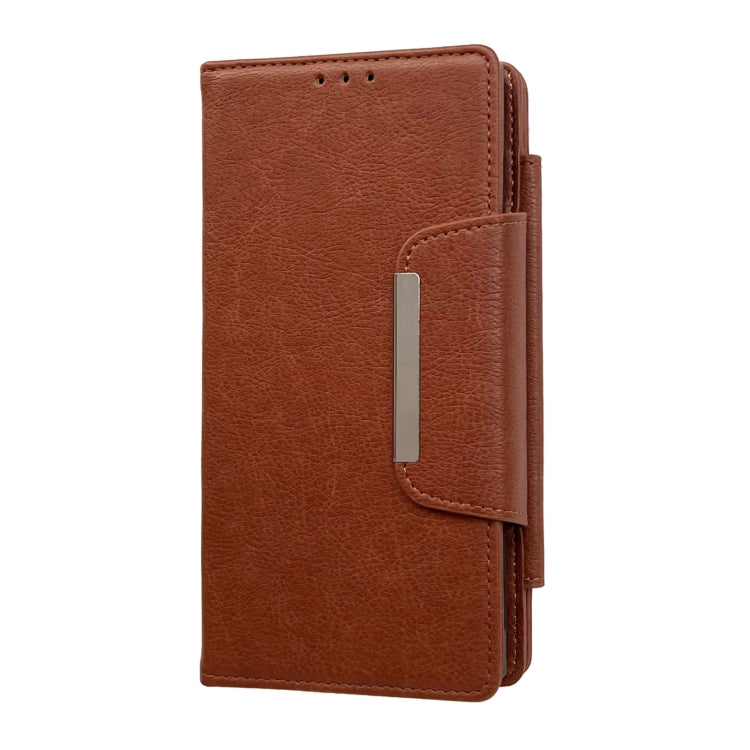 For Samsung Galaxy S24+ 5G Multifunctional 7-Card Wallet Leather Phone Case(Brown)