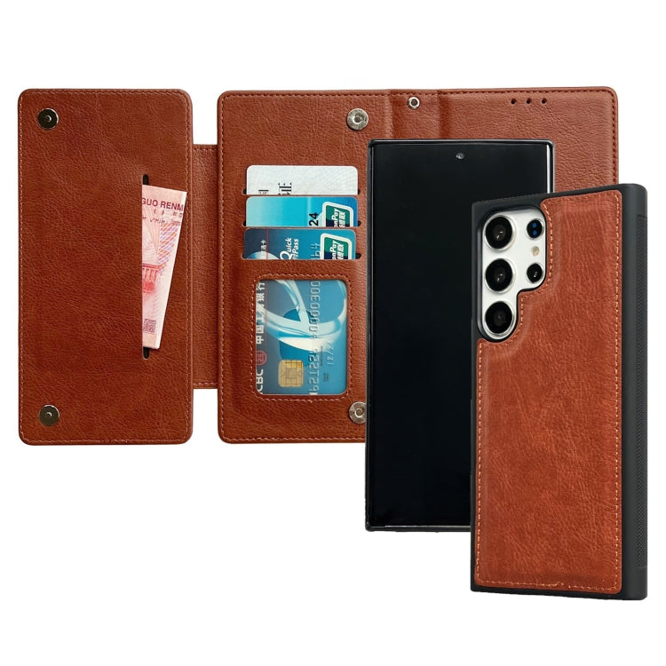 For Samsung Galaxy S24+ 5G Multifunctional 7-Card Wallet Leather Phone Case(Brown)