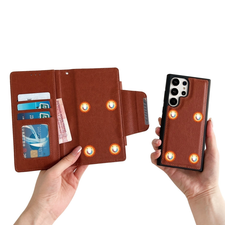 For Samsung Galaxy S24+ 5G Multifunctional 7-Card Wallet Leather Phone Case(Brown)