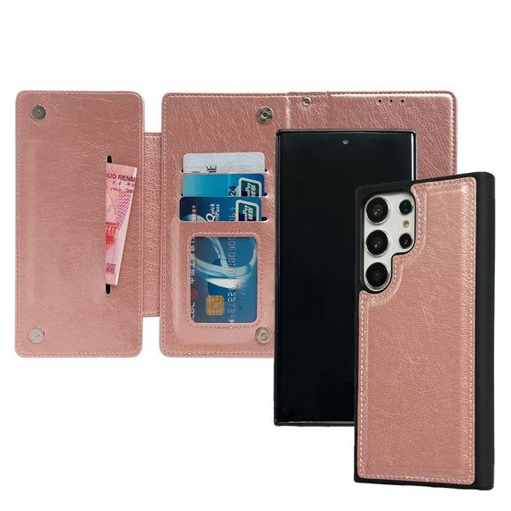 For Samsung Galaxy S24 5G Multifunctional 7-Card Wallet Leather Phone Case(Rose Gold)