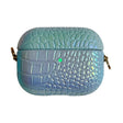 For AirPods Pro 2 Colorful Crocodile Pattern PC Earphone Case with Anti-lost Metal Long Chain(Light Blue) - For AirPods Pro 2 by PMC Jewellery | Online Shopping South Africa | PMC Jewellery | Buy Now Pay Later Mobicred