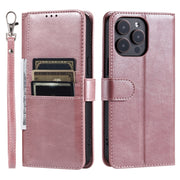 For iPhone 16 Pro Max Simple 6-Card Wallet Leather Phone Case(Rose Gold)