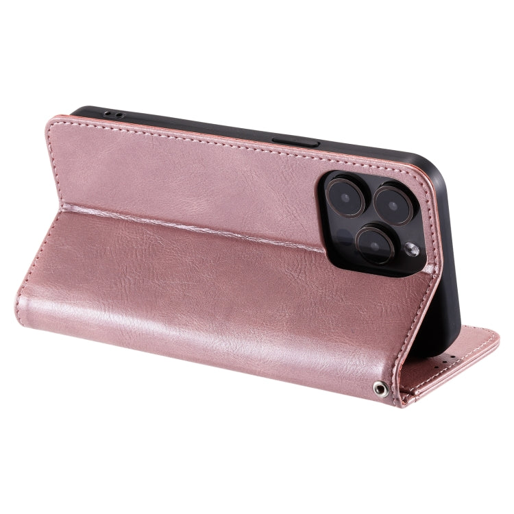 For iPhone 16 Pro Max Simple 6-Card Wallet Leather Phone Case(Rose Gold)