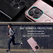 For iPhone 16 Pro Max Simple 6-Card Wallet Leather Phone Case(Rose Gold)
