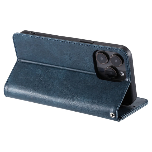 For iPhone 16 Pro Simple 6-Card Wallet Leather Phone Case(Navy Blue)