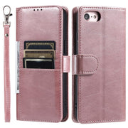 For iPhone 16e Simple 6-Card Wallet Leather Phone Case(Rose Gold)