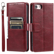 For iPhone 16e Simple 6-Card Wallet Leather Phone Case(Wine Red)
