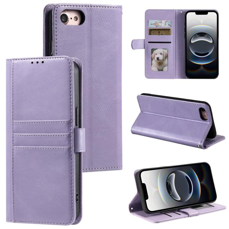 For iPhone 16e Simple 6-Card Wallet Leather Phone Case(Purple)