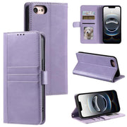 For iPhone 16e Simple 6-Card Wallet Leather Phone Case(Purple)