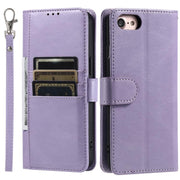 For iPhone 16e Simple 6-Card Wallet Leather Phone Case(Purple)