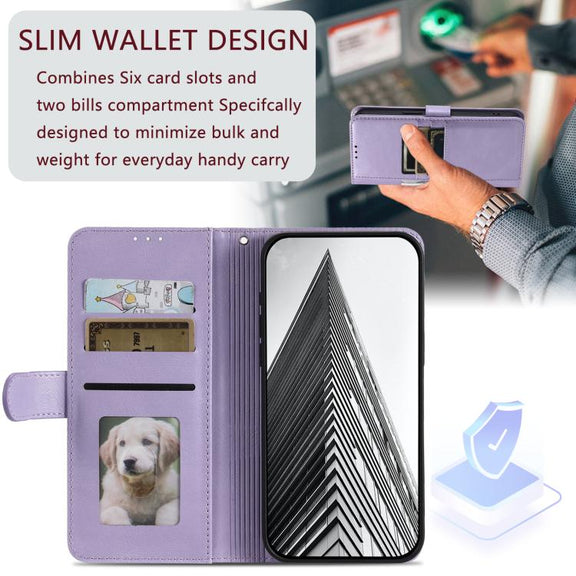 For iPhone 16e Simple 6-Card Wallet Leather Phone Case(Purple)