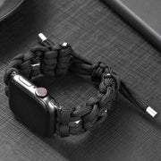 For Apple Watch Ultra 2 49mm Screw Nut Braided Paracord Watch Band(Black)