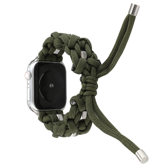 For Apple Watch Ultra 2 49mm Screw Nut Braided Paracord Watch Band(Green)