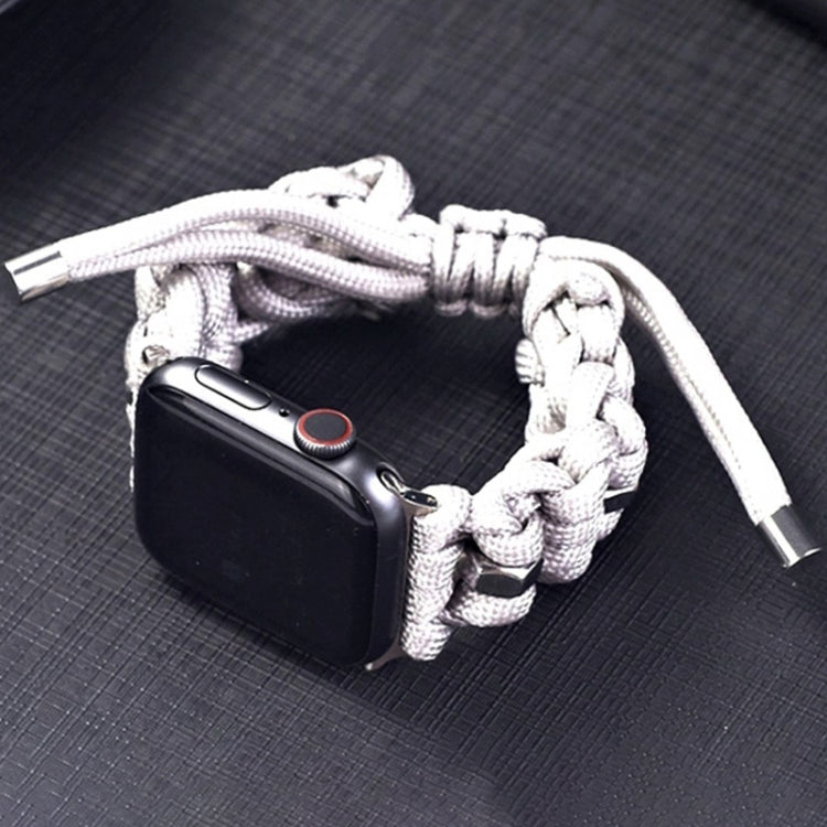 For Apple Watch Ultra 2 49mm Screw Nut Braided Paracord Watch Band(White)