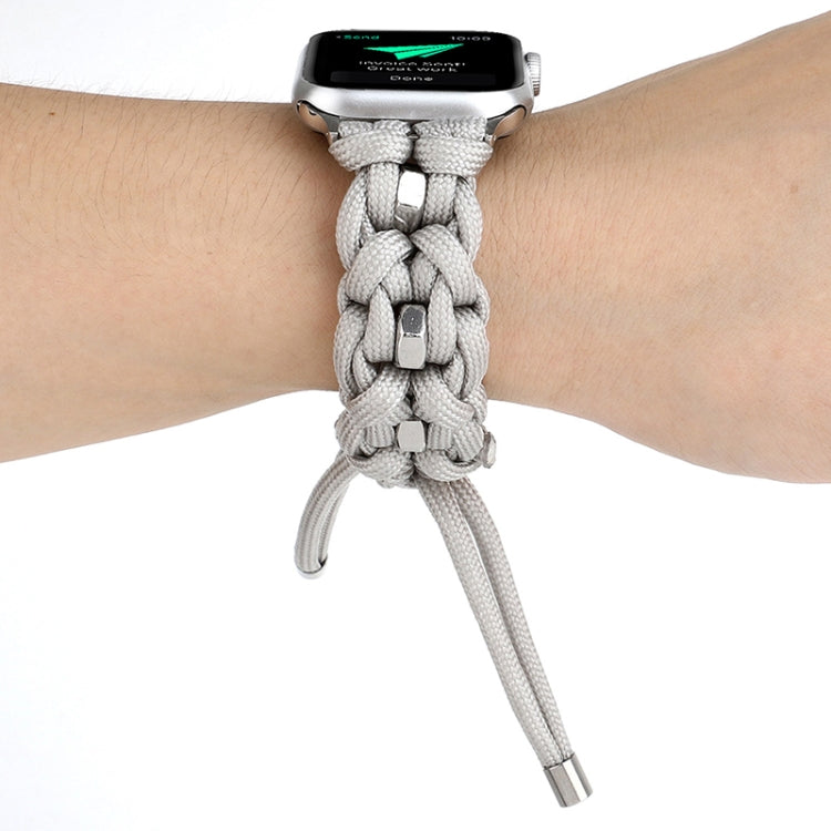 For Apple Watch Ultra 2 49mm Screw Nut Braided Paracord Watch Band(White)
