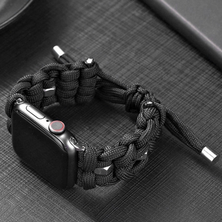 For Apple Watch Ultra 49mm Screw Nut Braided Paracord Watch Band(Black)