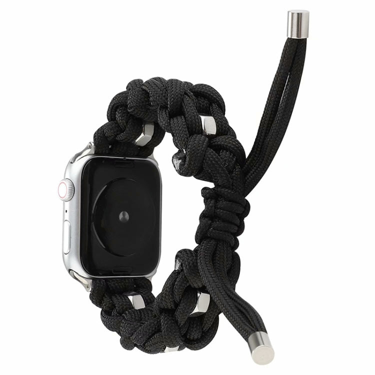 For Apple Watch Ultra 49mm Screw Nut Braided Paracord Watch Band(Black)