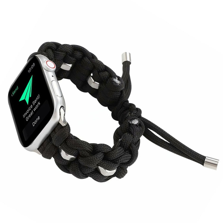For Apple Watch Ultra 49mm Screw Nut Braided Paracord Watch Band(Black)