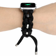 For Apple Watch Ultra 49mm Screw Nut Braided Paracord Watch Band(Black)