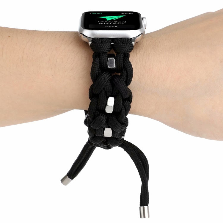 For Apple Watch Ultra 49mm Screw Nut Braided Paracord Watch Band(Black)