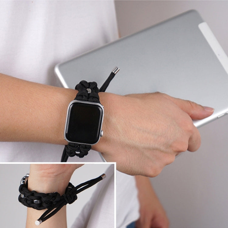 For Apple Watch Ultra 49mm Screw Nut Braided Paracord Watch Band(Black)