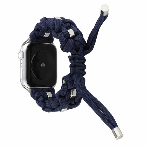 For Apple Watch Ultra 49mm Screw Nut Braided Paracord Watch Band(Blue)