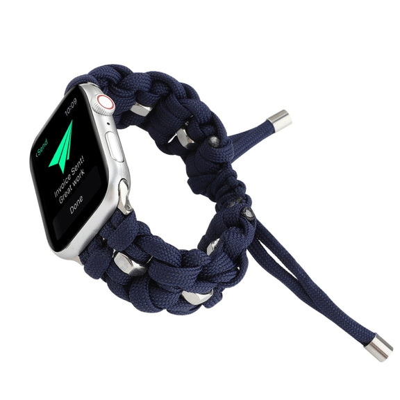 For Apple Watch Ultra 49mm Screw Nut Braided Paracord Watch Band(Blue)