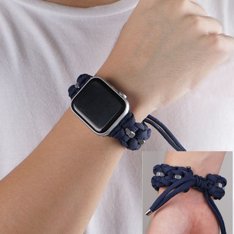 For Apple Watch Ultra 49mm Screw Nut Braided Paracord Watch Band(Blue)
