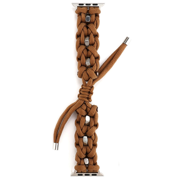 For Apple Watch Ultra 49mm Screw Nut Braided Paracord Watch Band(Coffee)