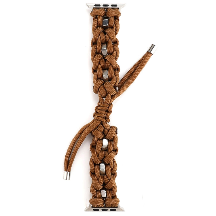 For Apple Watch Ultra 49mm Screw Nut Braided Paracord Watch Band(Coffee)