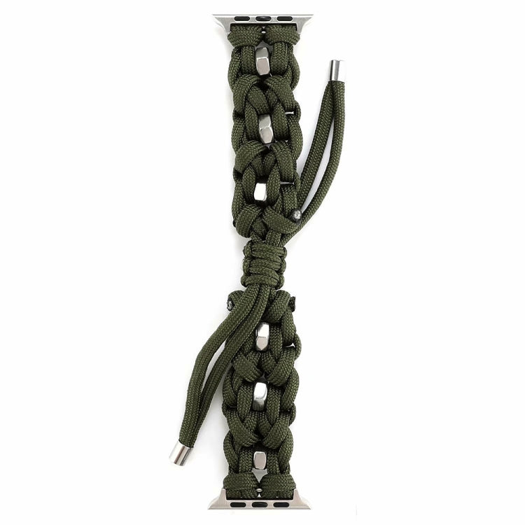 For Apple Watch Ultra 49mm Screw Nut Braided Paracord Watch Band(Green)