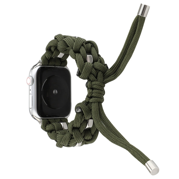 For Apple Watch Ultra 49mm Screw Nut Braided Paracord Watch Band(Green)