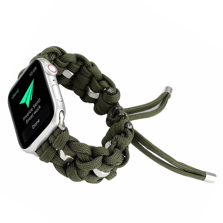 For Apple Watch Ultra 49mm Screw Nut Braided Paracord Watch Band(Green)