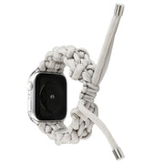 For Apple Watch Ultra 49mm Screw Nut Braided Paracord Watch Band(White)